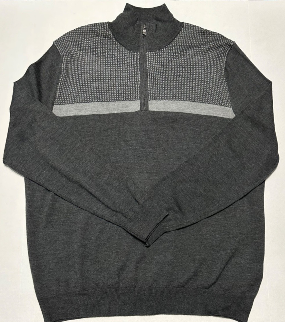 Banana Republic Sweater Men’s Size XXL Half Zip Grey Merino Wool NWT